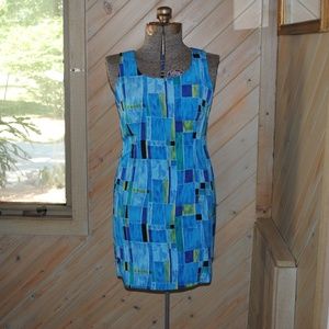 J. S. J. Petites dress in Funky Blue Print